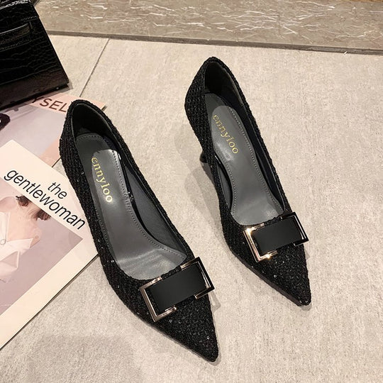 Damen elegante spitze Pumps mit glamourösem Schleifenakzent EB