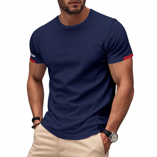Herren nan athletisches Kurzarm Baumwolljersey T-Shirt mit Rundhalsausschnitt und reflektierenden Ärmeldetails EB