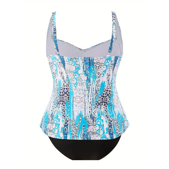 Damen Tankini mit schmeichelnder Raffung und modernen Muster EB