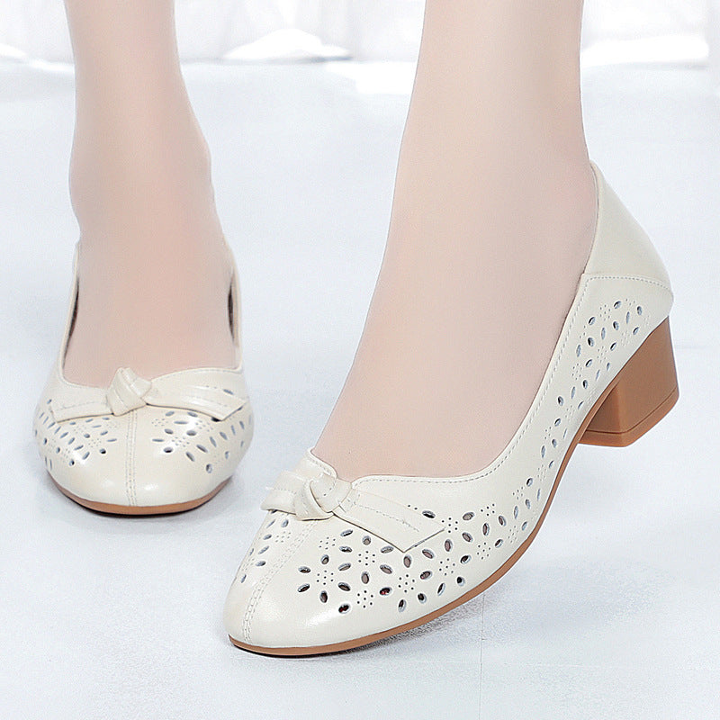 Damen Elegante und luftige Ballerinas mit modischem Lochdesign und komfortablem Absatz EB