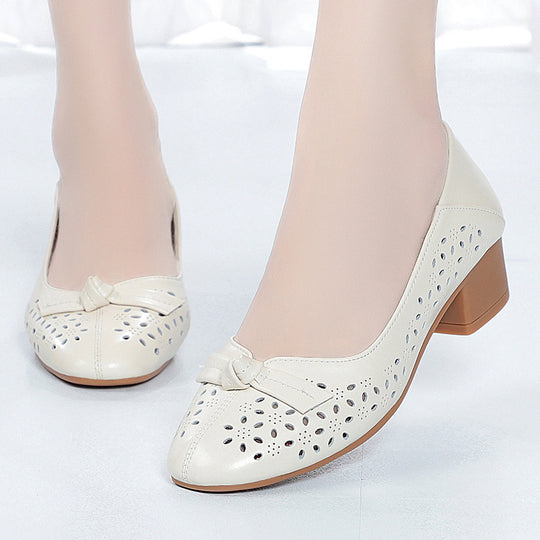 Damen Elegante und luftige Ballerinas mit modischem Lochdesign und komfortablem Absatz EB