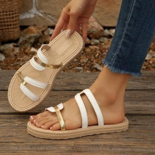 Damen Sommerliche Zehentrenner Sandalen EB