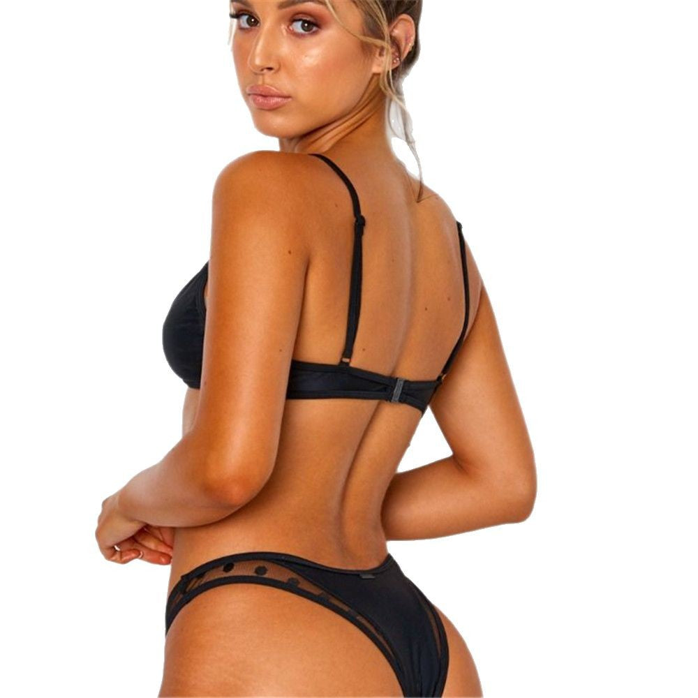 Damen Triangel-Bikini mit transparenten Einsätzen und verstellbaren Trägern EB