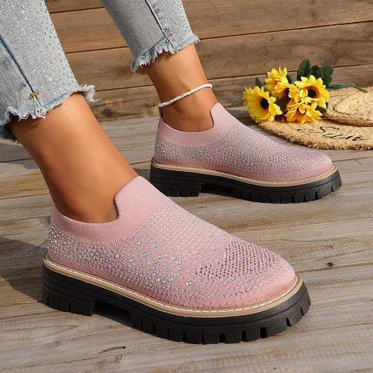 Damen Glitzernde Slip-On Sneakers mit verstärkter Sohle EB