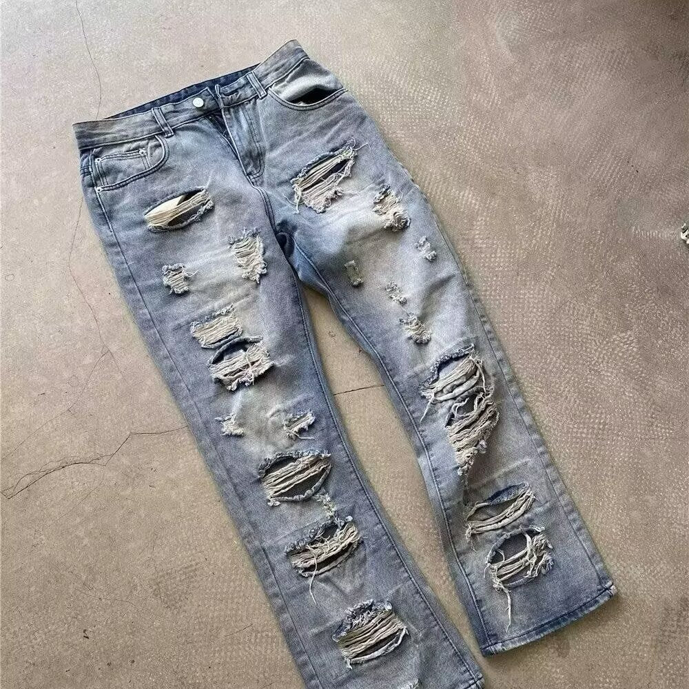Damen lockere Destroyed Jeans EB