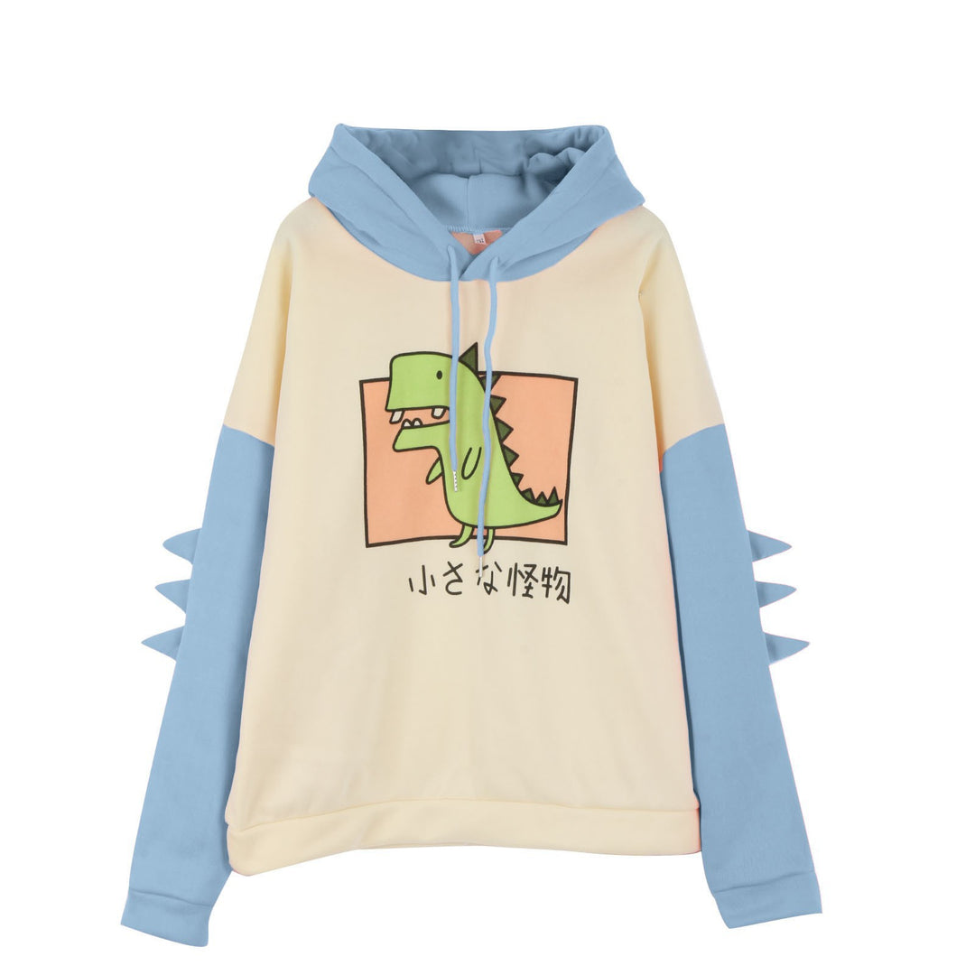 Damen nan Kapuzenpullover mit dreidimensionalen Rückendetails und niedlichem Dinosaurierprint EB