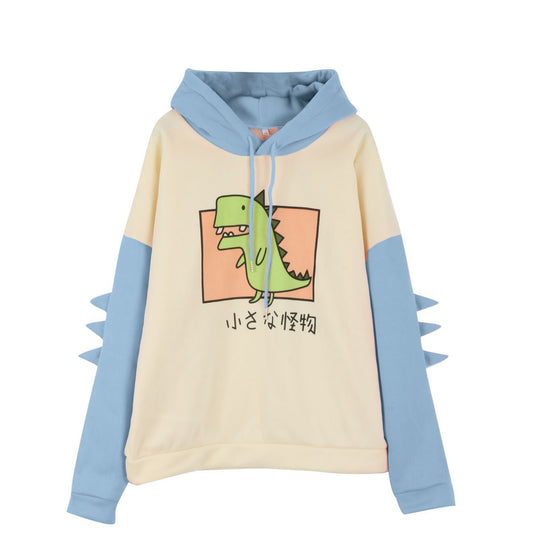 Damen nan Kapuzenpullover mit dreidimensionalen Rückendetails und niedlichem Dinosaurierprint EB