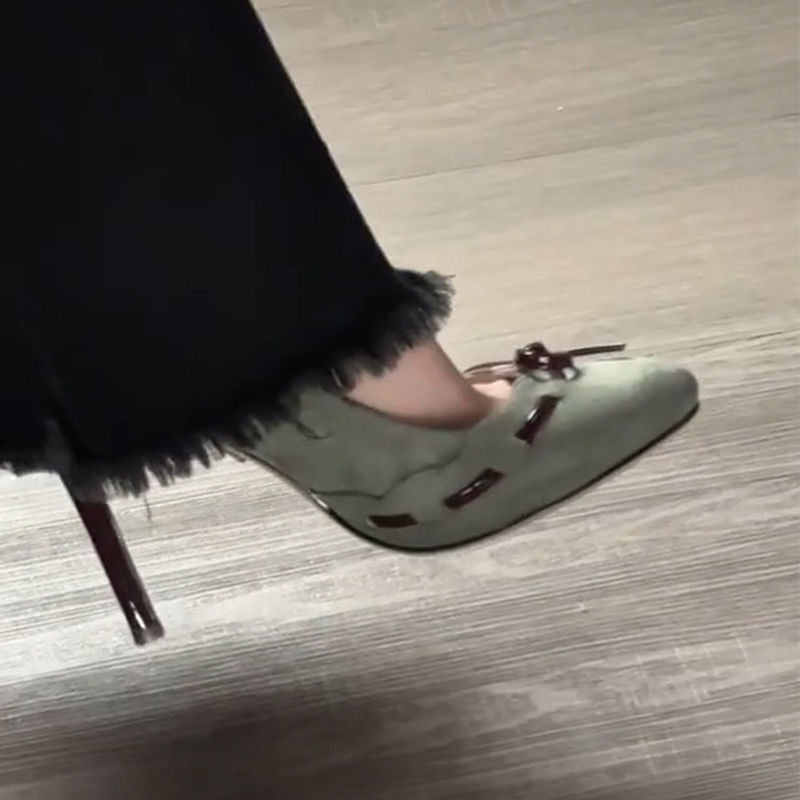Damen elegante Ballerina-Pumps mit dekorativer Schleifenverzierung EB