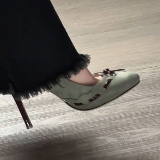 Damen elegante Ballerina-Pumps mit dekorativer Schleifenverzierung EB