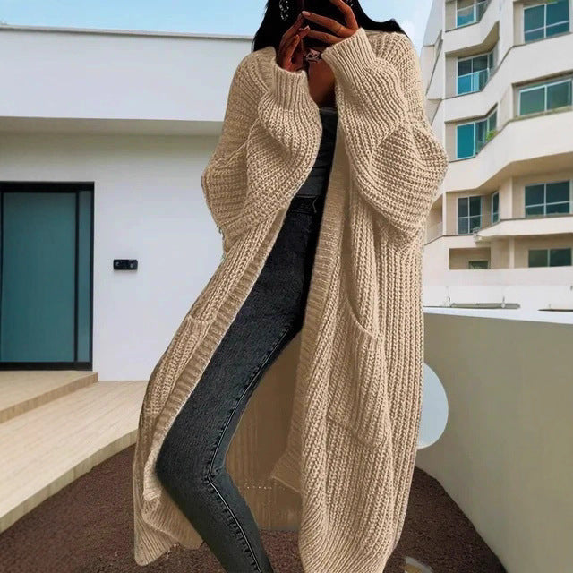 Damen Großer Strickcardigan mit offenen Ärmeln und gemütlichem Schnitt EB