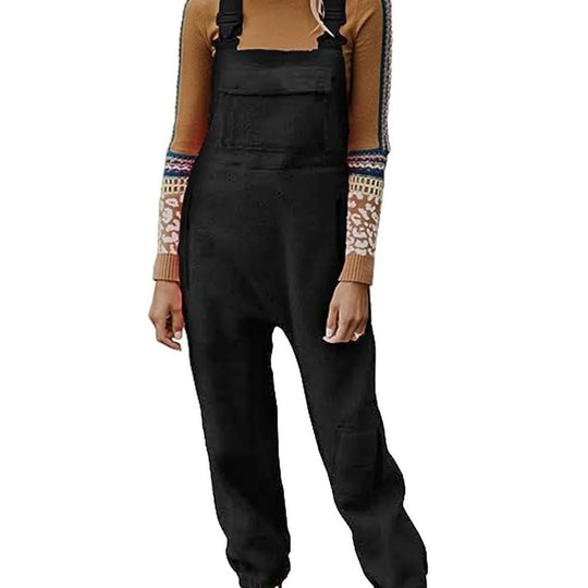 Damen Flauschiger Overall mit verstellbaren Trägern und Eingrifftaschen EB