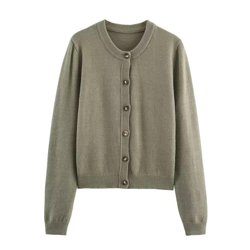 Damen weicher Strickcardigan mit Knopfverschluss und eleganten Rippabschlüssen EB