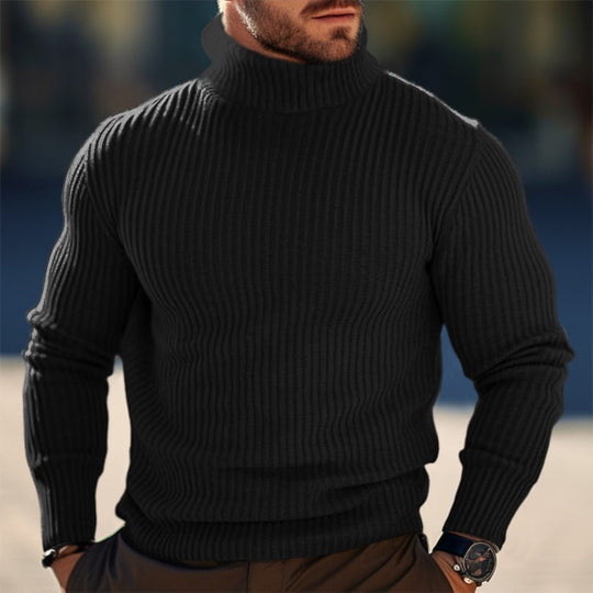 Herren Stehkragen Pullover aus strukturiertem Strick EB