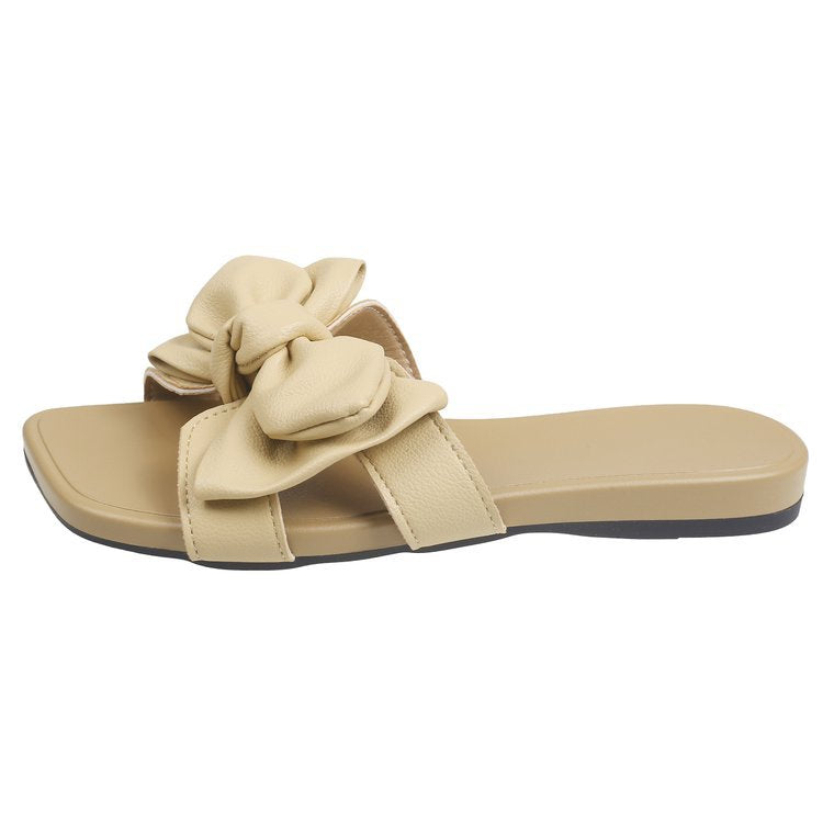 Damen bequeme Zehentrenner-Sandalen mit eleganter Schleifenapplikation EB