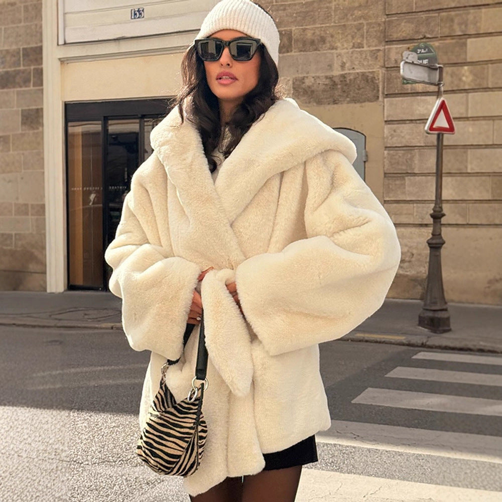 Damen Oversize-Plüschmantel EB