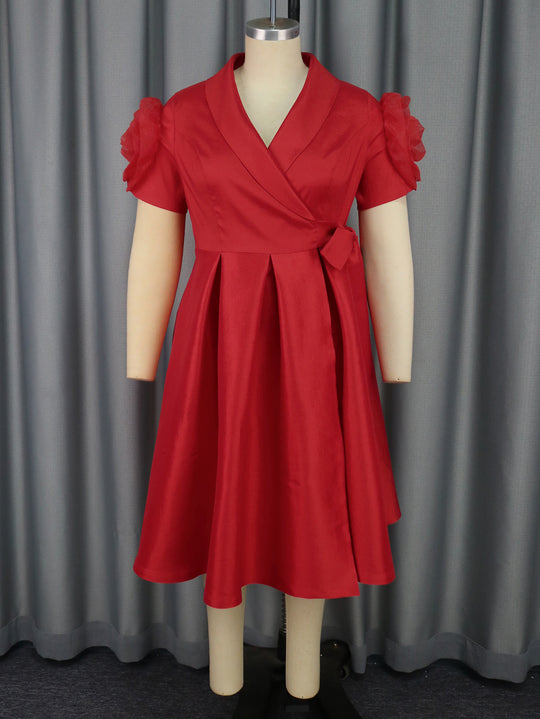Damen Wickelkleid mit voluminösen Puffärmeln EB