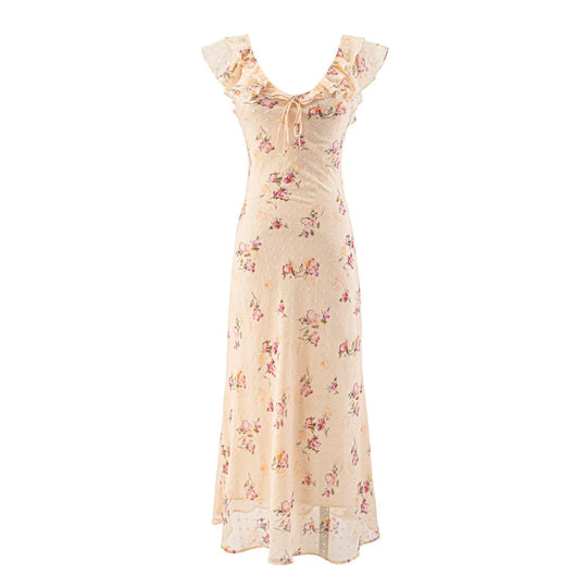 Damen Maxikleid mit floralem Design und eleganten Rüschendetails EB
