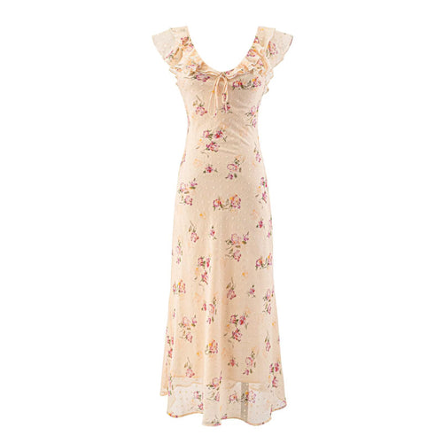 Damen Maxikleid mit floralem Design und eleganten Rüschendetails EB