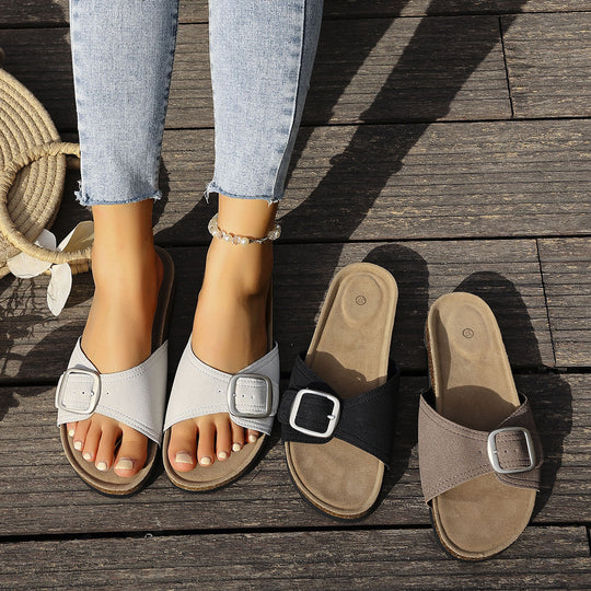 Damen Komfortable Clogs mit modischem Schnallen-Detail EB