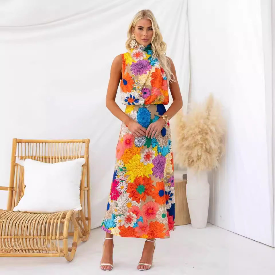 Damen Sommerliches Maxikleid mit floralen Akzenten und elegantem Schnitt EB