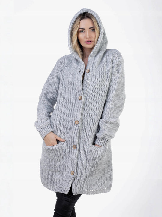 Damen Strickmantel mit hochwertigem Material und praktischen Taschen EB