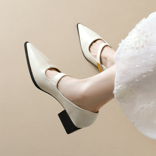 Damen modische Slingback-Pumps mit eleganter Riemenverzierung EB