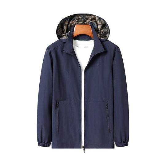 Herren Leichte Wind- und Wasserabweisende Kapuzenjacke mit Camouflage-Innenfutter EB