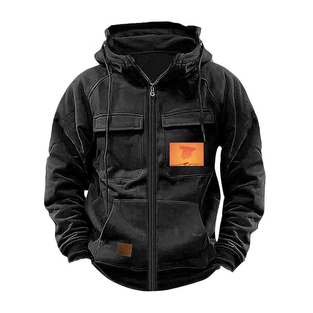 Herren multifunktionale Kapuzenjacke mit praktischen Taschen EB