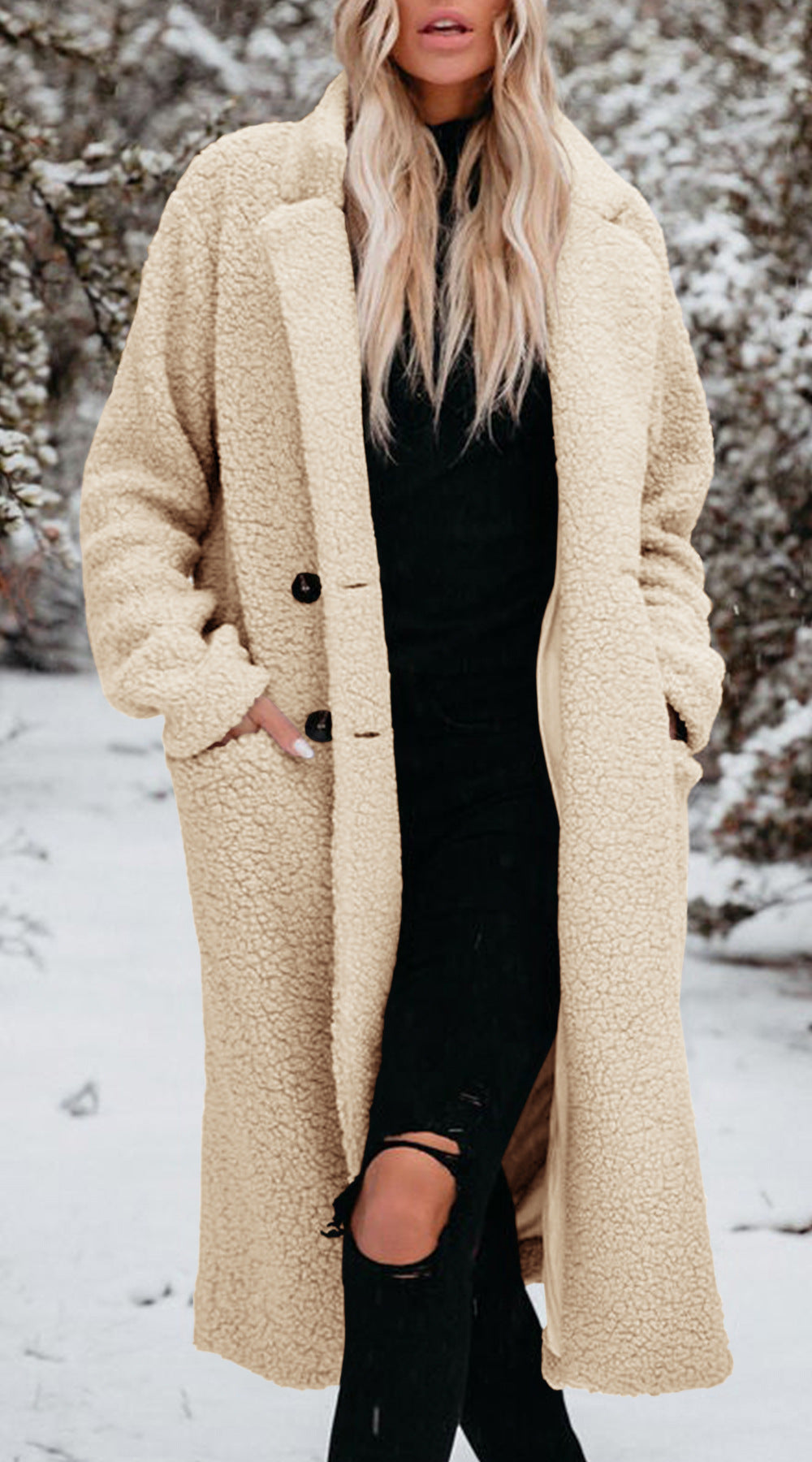 Damen Lange Teddyjacke mit bequemem Schnitt EB