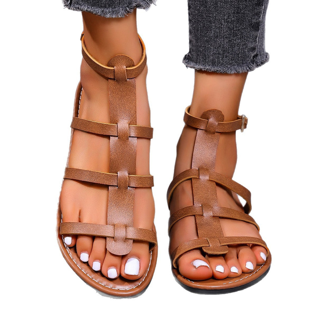 Damen Flauschige Riemchen-Sandalen mit komfortablem Fußbett und ergonomischem Design EB