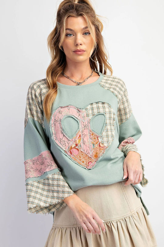 Damen kreatives Sweatshirt mit Patchwork-Design EB