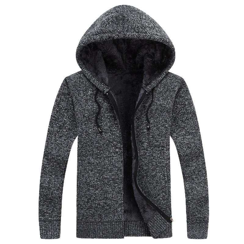 Herren bequeme Fleece-Jacke mit Kapuze und weichem Innenfutter EB