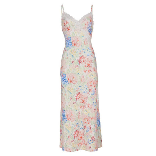 Damen Figurbetontes Maxidress mit Spitzenakzenten EB