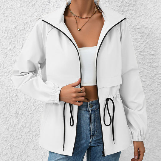 Damen multifunktionale Übergangsjacke mit verstellbarem Kordelzug und elastischen Ärmelbündchen EB