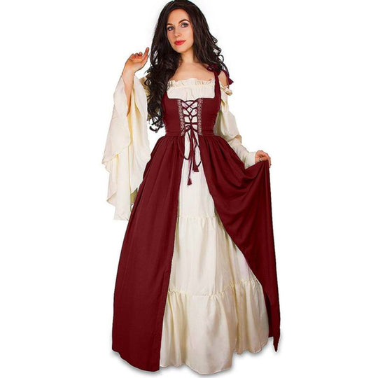 Damen historisches Kleid mit romantischem V-Ausschnitt und voluminösen Ärmeln EB