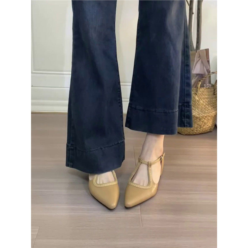 Damen elegante spitze Mary Jane Schuhe mit Riemen EB