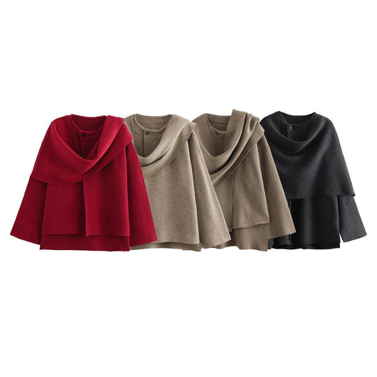 Damen modischer Umhangpullover aus weichem Material EB