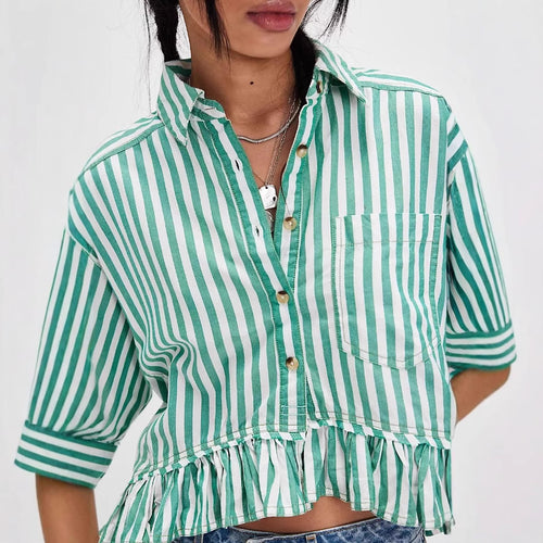 Damen lässige Bluse mit Rüschensaum EB