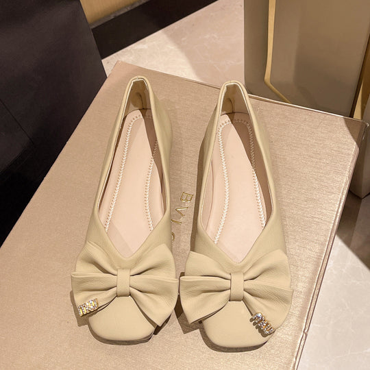 Damen elegante Ballerinas mit Schleifen-Detail und funkelndem Schmuck EB