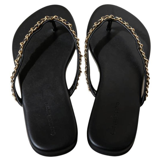 Damen Zehentrenner-Sandalen mit glamourösem Kettendetail EB