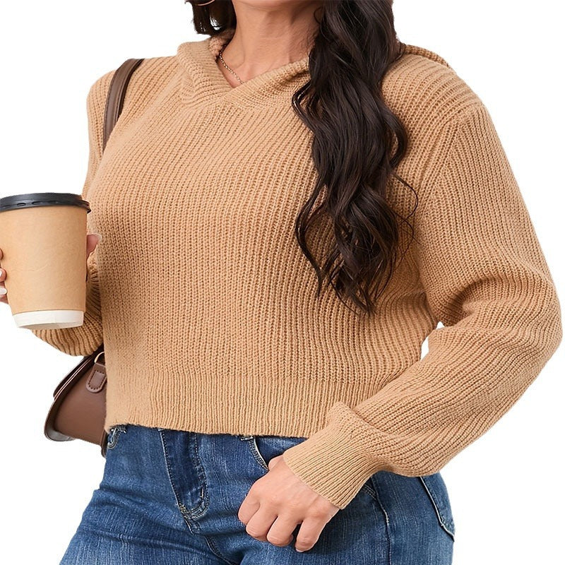 Damen lässiger Hoodie aus strukturiertem Strick EB