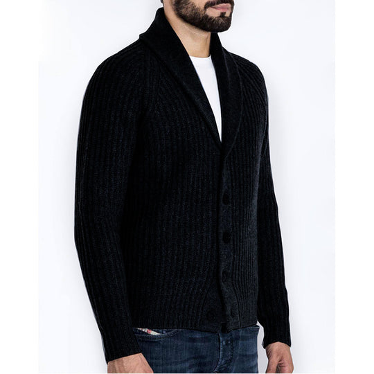 Herren Strickjacke mit modernem Schalkragen EB