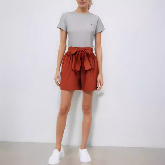 Damen Modische Wickelhose mit Bindegürtel EB