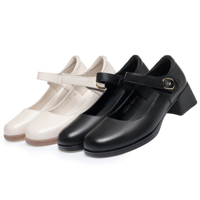 Damen Elegante Mary Jane Schuhe mit modischem Riemen und bequemem Blockabsatz EB