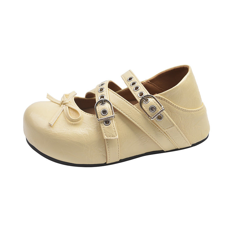 Damen elegante Schnürballetschuhe mit modischen Doppelriemen EB