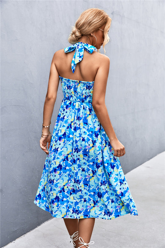 Damen Sommerkleid mit schulterfreier Passform und floralem Design EB