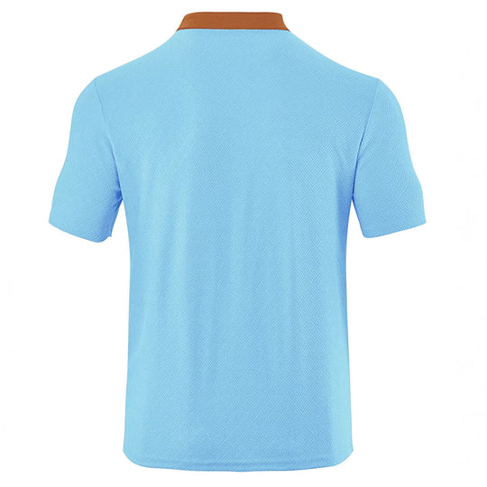 Herren nan schlankes Kurzarm-Henley-Poloshirt mit Mandarin-Kragen und feiner Jacquardstruktur EB