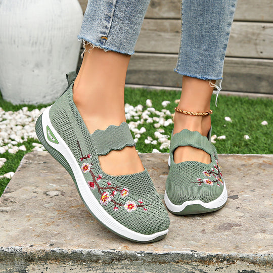 Damen Bequeme Sneaker mit floralen Stickereien EB