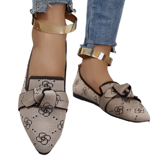 Damen Stilvolle und komfortable Ballerinas mit großem Schleifendetail EB