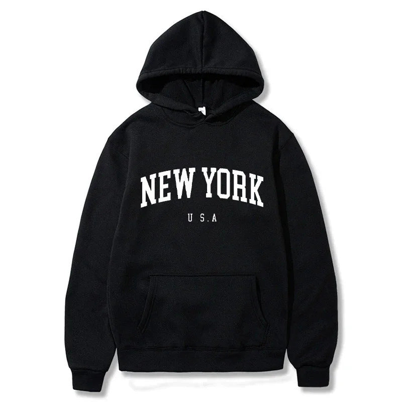 Damen Kapuzenpullover mit modischem New York Print und bequemer Passform EB